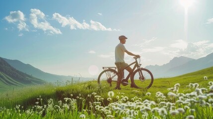 Obraz premium Cycling Through Emerald Bliss