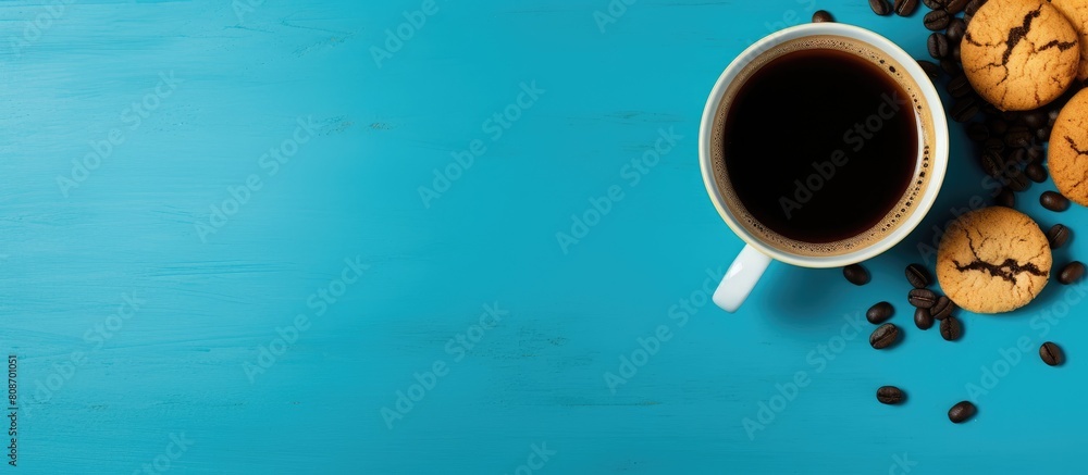 Aufkleber a flat lay composition featuring a top view of black coffee symbolizing morning energy and evening r