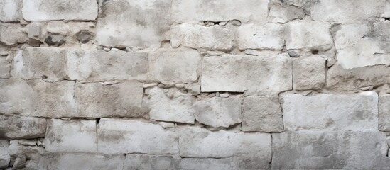 Fototapeta premium A textured white concrete stone wall serves as a grungy backdrop perfect for interior design backgrounds banners or wallpapers. Copy space image. Place for adding text and design