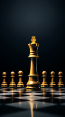 Chess pieces standing on a chessboard showing business strategy and success concept