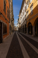 City of Gorizia, Piazza della Vittoria with the Church of Sant'Ignazio and the fountain. The beautiful streets and the castle behind them are a trace of history. Cultural Heritage Capital 2025.
