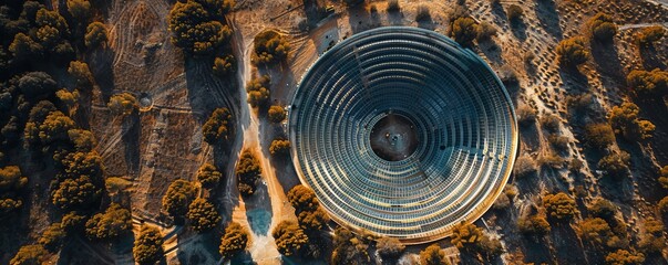 Aerial view of a big circular solar plant in Andalusia near Seville, Spain. - Powered by Adobe