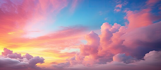 The image features a close up of a vibrant and colorful sky with vivid clouds The captivating colors make the sky and clouds stand out creating an eye catching copy space image