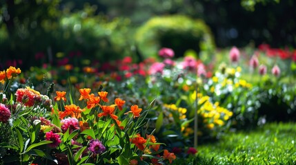 garden with different flowers