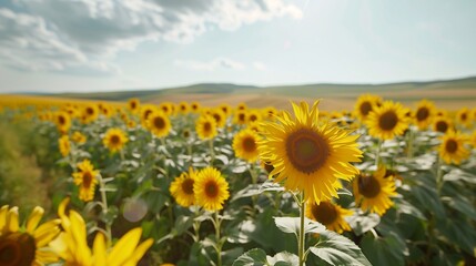 Field of yellow sunflowers