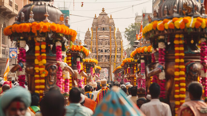 Obraz premium jagannath rath yatra, makar sankranti, diwali, lohri indian traditional festival background 