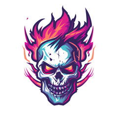 Flaming skull with a vibrant fiery aura