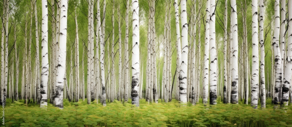 Poster aspen wood with a field visible in the background perfect for a copy space image