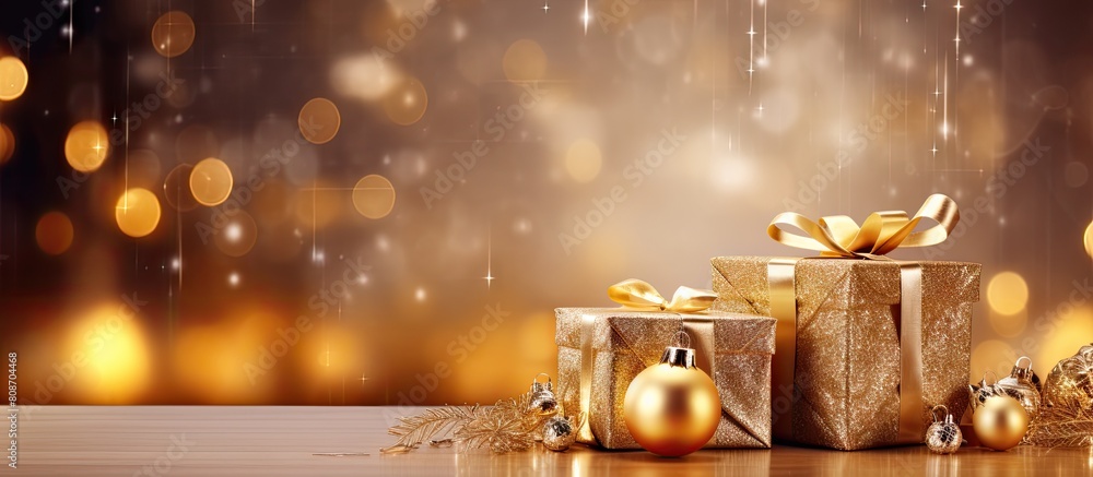Poster New Year s decorations and presents with ample space for text creating a visually appealing copy space image
