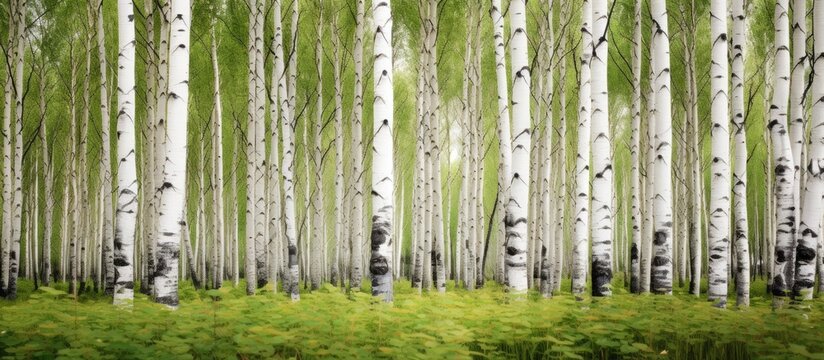 Aspen wood with a field visible in the background perfect for a copy space image