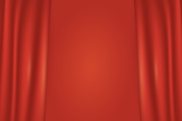 Vector texture of silk, satin, drapery fabric on luxurious background. Portiere, curtain material red orange trend color.
