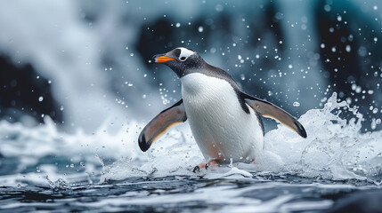 Obraz premium Penguin wallpaper with ice background