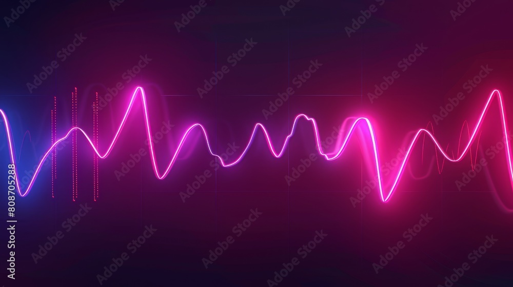 Poster neon audio voice frequency wave and abstract sound light modern background. radio pulse effect curve