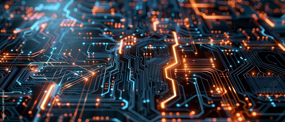 Poster circuit board cpu processor microchip digitalization of neural networking and cloud computing: advan
