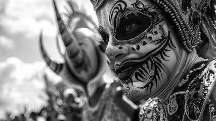 close up of a carnival mask, close up of a carnival scene in the brazil, face with carnival mask,...