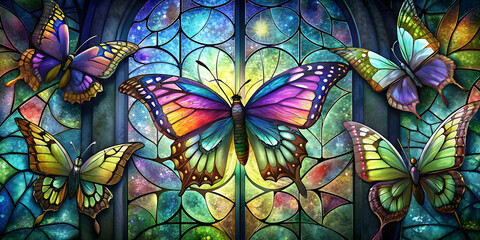 Stained Glass Beautiful Butterflies Art