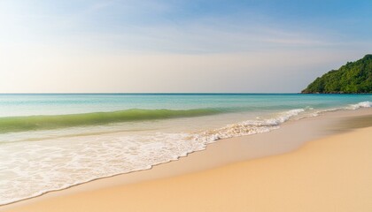 Fototapeta na wymiar beautiful sandy beach and soft blue ocean wave