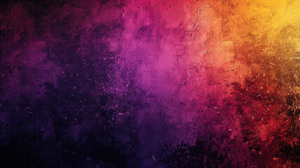 Glowing Purple Red Yellow Orange Black Abstract Color Gradient: Banner Poster Cover Design with Dark Grainy Texture and Copy Space
