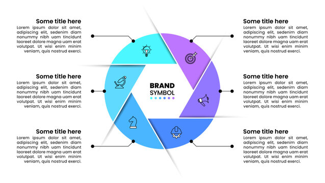 Infographic template. Aperture with 6 steps and icons