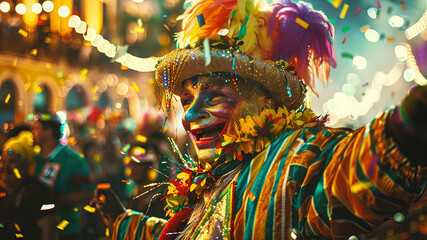 close up of a carnival mask, close up of a carnival scene in the brazil, face with carnival mask,...