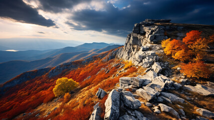 Colorful landscape on mountain peak