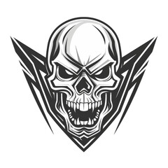 Gritty skull with stylized wings dark and edgy emblem
