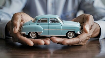 Miniature Dreams: Man Cherishing Toy Car