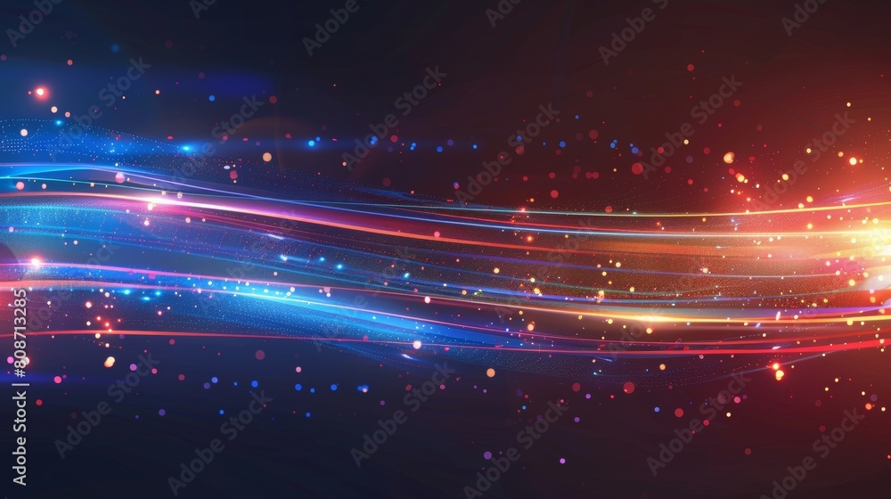 Poster motion light abstract background. blue and red dynamic neon race color trail. cyber technology inter