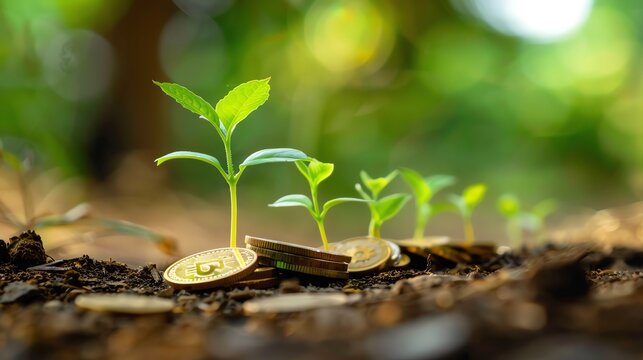 Growing money. The concept of saving money and investing for the future.
