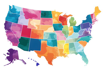 Colorful Geographical Representation of the United States with State-wise Distinction