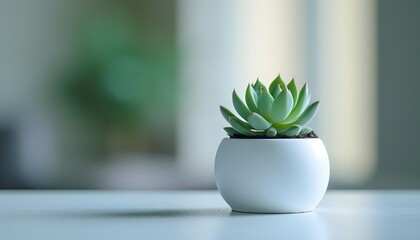 Minimalist Succulent in White Pot