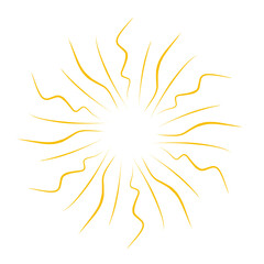 Vintage sunburst yellow lines. Hand frawn vector ilistration