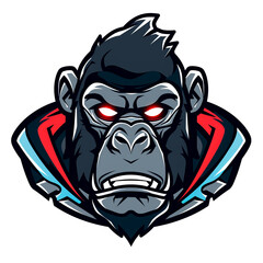 Intense gorilla mascot with glowing eyes