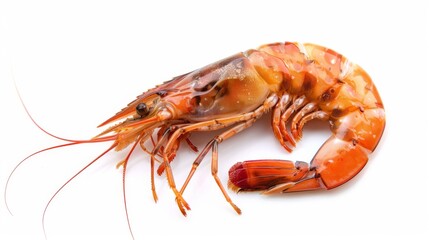 Close up Fresh shrimp and long arm isolated on white background. The giant river prawn on white background. Grilled giant river prawns are popular
