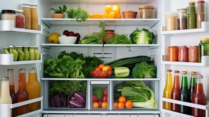 Refrigerator full of healthy food.