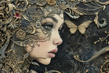 Artistic Beautiful lady intricate portrait. Nature fashion face girl tradition. Generate Ai