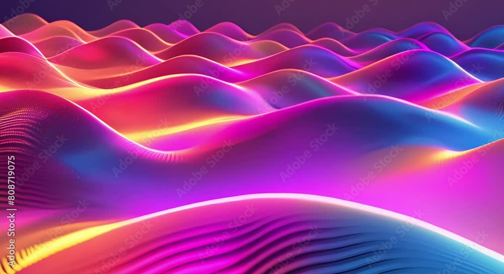 Poster 3d iridescent holographic wave background with colorful gradient design element. concept iridescent 