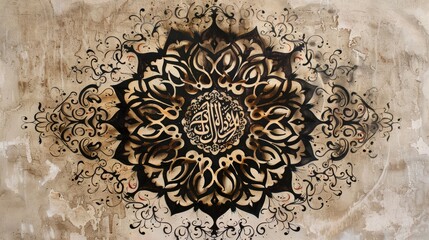 Ornate Islamic Calligraphy on Vintage Background