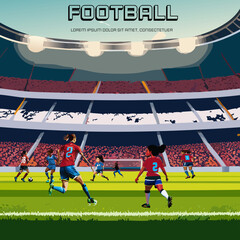 A soccer game is being played in a stadium with a crowd of people watching © ubay