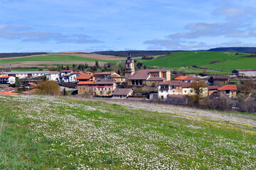 Spring landscape of the town of Bóveda in Valdegovia. Alava. Basque Country. Spain
