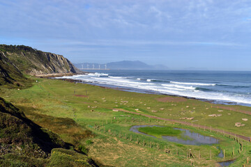 Gorrondatxe or Azkorri beach in Getxo. Basque Country. Spain