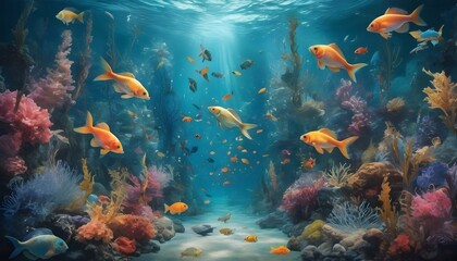 Fototapeta na wymiar Pisces create a dreamy underwater tableau filled upscaled 5