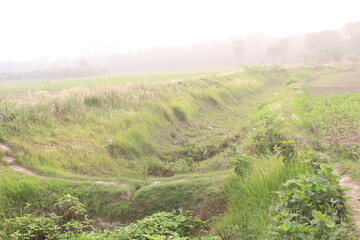waterway channels earth canal view on field