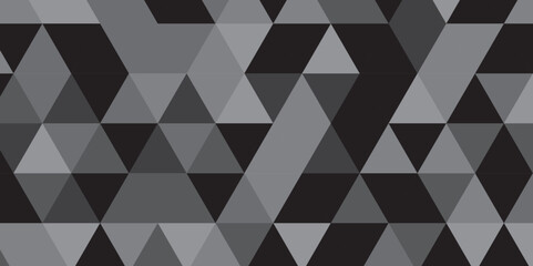 Obraz premium Abstract geometric black and gray background seamless mosaic and low polygon triangle texture wallpaper. Triangle shape retro wall grid pattern geometric ornament tile vector square element.