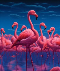 Large group of flamingos