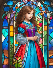 Obraz premium Stained Glass Beautiful Girl Art