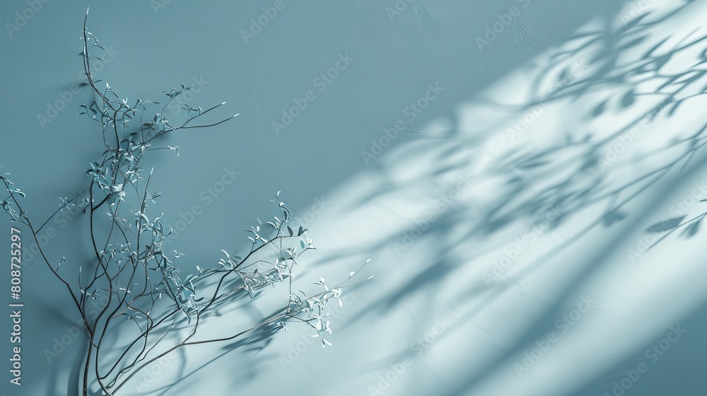 Poster this is a minimalist abstract light blue background for product presentation with light and intricat