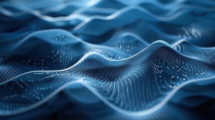 Fototapeta premium 3d rendering of abstract wavy lines texture background with glowing particles