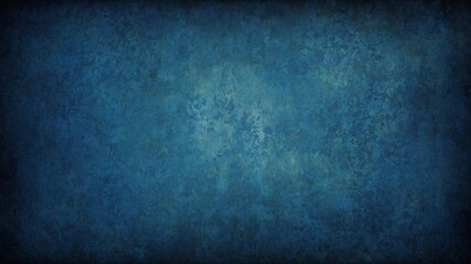 Dominating image textured blue background with vignette effect, creating sense of depth, focus towards center. Varying shades of blue suggest worn, aged surface.