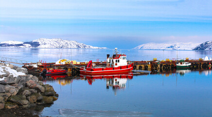 Kirkenes fishing port in Norway, last city before Russia